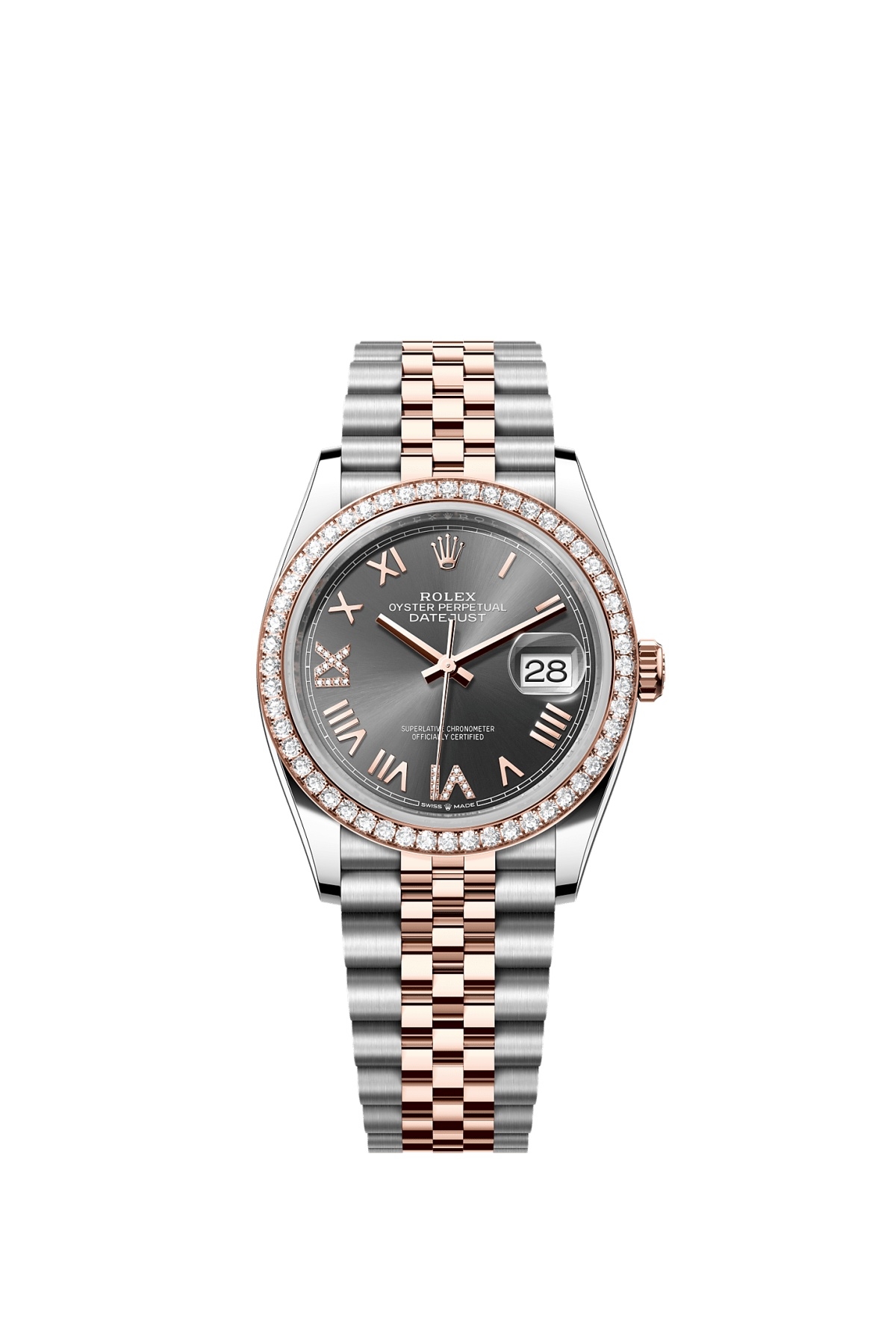 Rolex Datejust 36 Stainless Steel - Everose - Diamond / Slate Roman Diamond / Jubilee