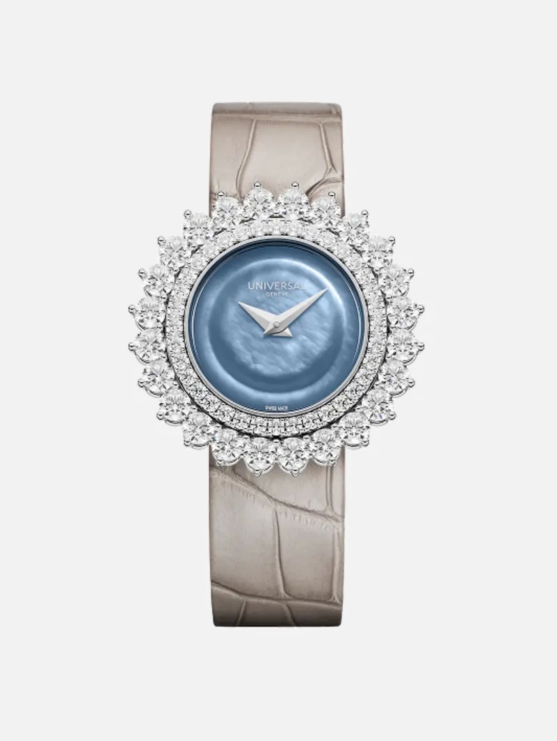 Universal Geneve Disco Mini Lace White Gold - Diamond / Blue MOP
