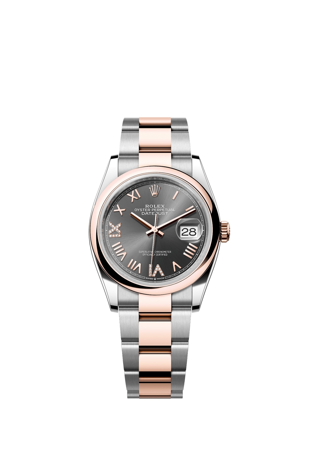 Rolex Datejust 36 Stainless Steel - Everose - Smooth / Slate Roman Diamond / Oyster