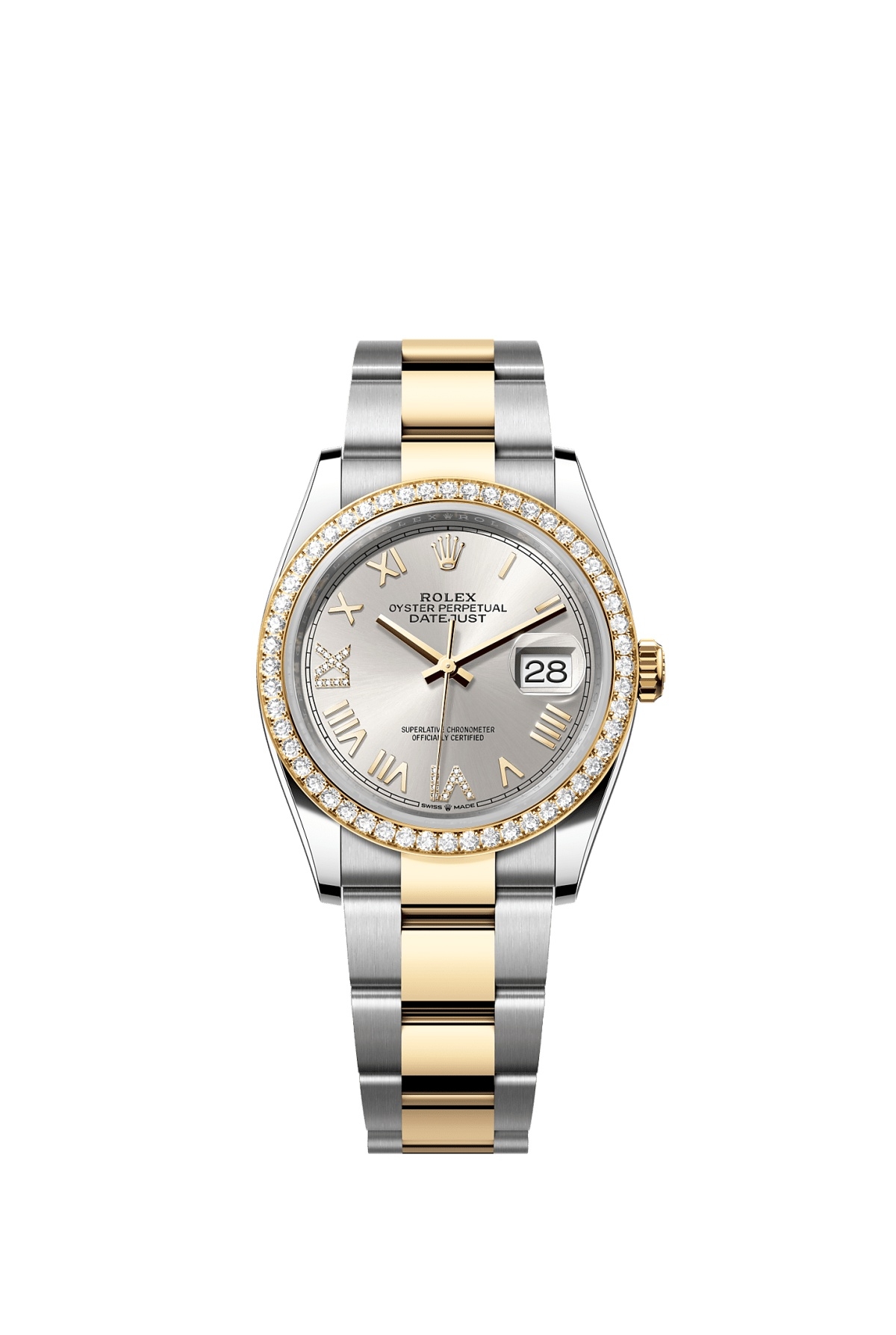 Rolex Datejust 36 Stainless Steel - Yellow Gold - Diamond / Silver Roman Diamond / Oyster