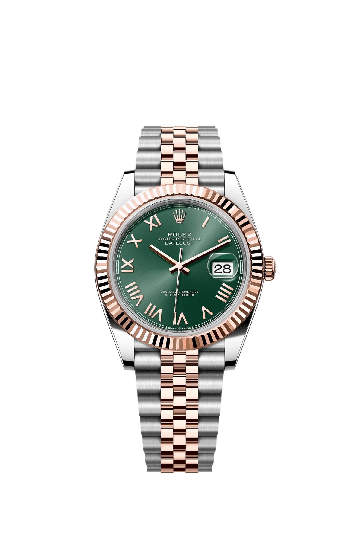 Rolex Datejust 41 Stainless Steel - Everose - Fluted / Mint Green Roman / Jubilee