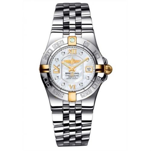 Breitling Galactic 30 Two Tone MOP Diamond Bracelet