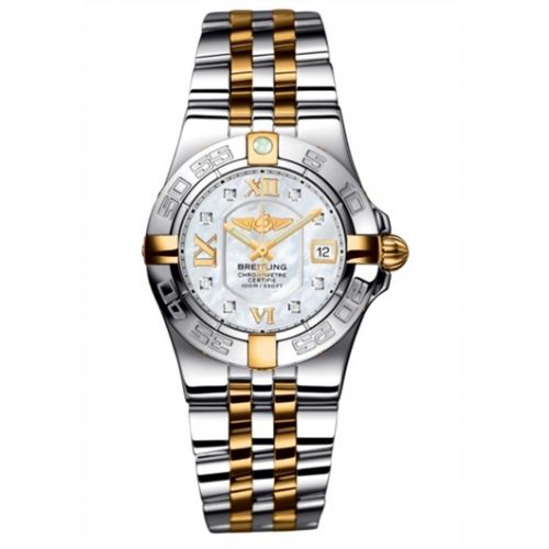 Breitling Galactic 30 Two Tone MOP Diamond Two Tone Bracelet