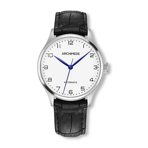 Archimede Klassik 36 Stainless Steel Silver Black Leather