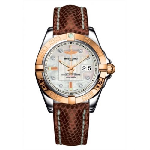 Breitling Galactic 41 Stainless Steel Rose Gold Pearl Diamond Teju