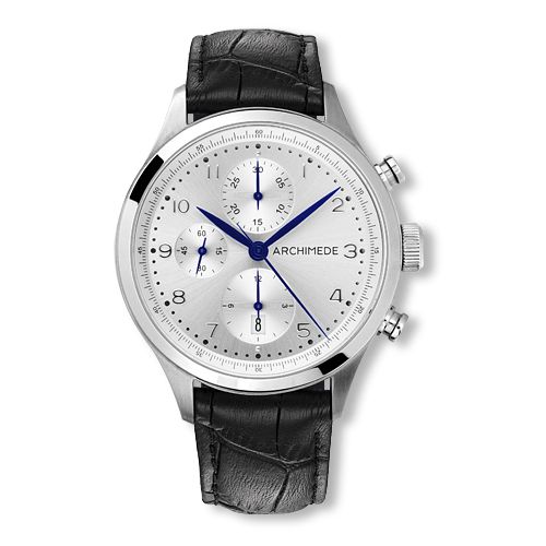 Archimede Klassik Chronograph Stainless Steel Silver Leather