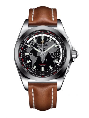 Breitling Galactic Unitime Stainless Steel SleekT Trophy Black Calf