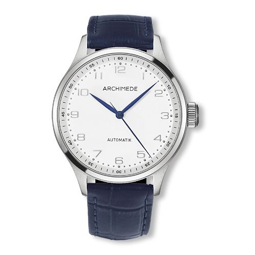 Archimede Klassik 42 Stainless Steel Silver Blue Leather