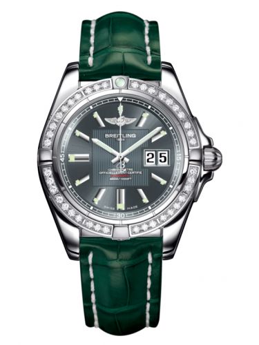 Breitling Galactic 41 Stainless Steel Diamond Tomcat Gray Croco
