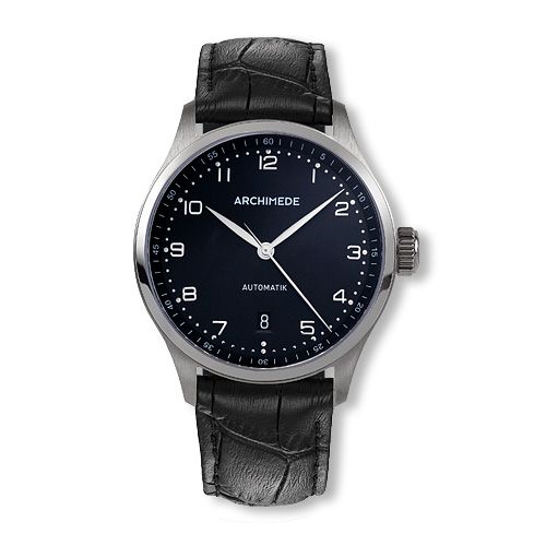 Archimede Klassik 39 Stainless Steel Black Black Leather