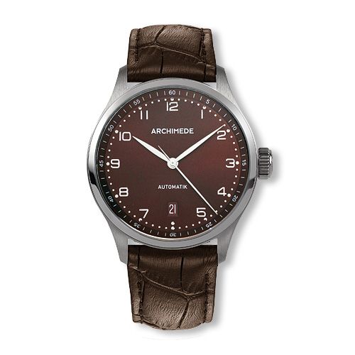Archimede Klassik 39 Stainless Steel Brown Brown Leather