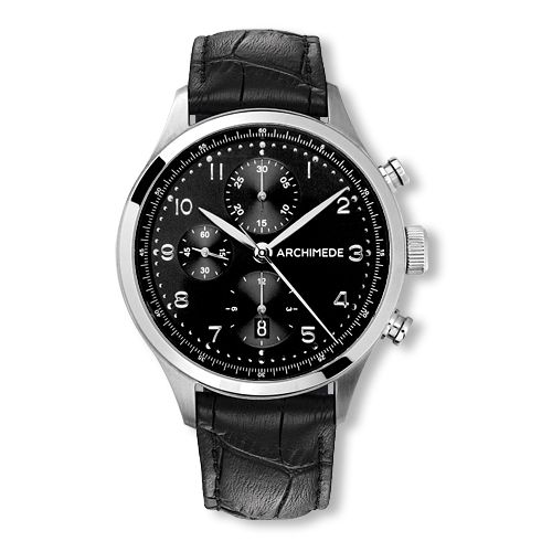 Archimede Klassik Chronograph Stainless Steel Black Leather