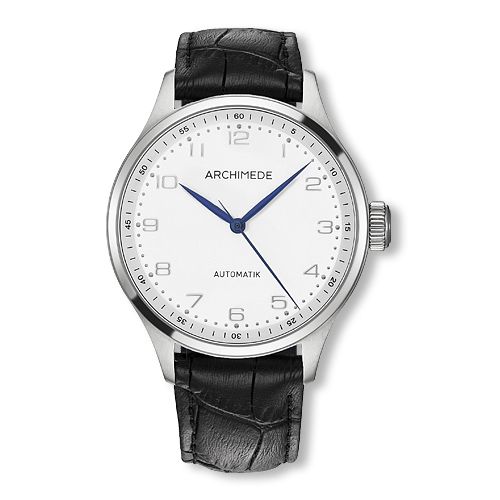 Archimede Klassik 42 Stainless Steel Silver Black Leather
