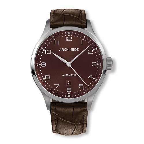 Archimede Klassik 42 Stainless Steel Brown Brown Leather