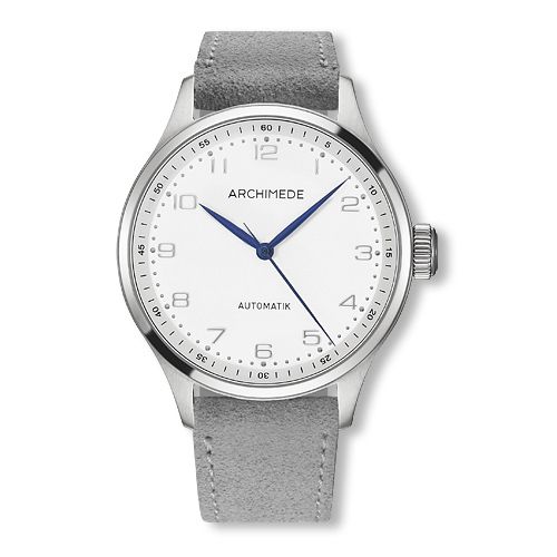 Archimede Klassik 42 Stainless Steel Silver Grey Suede