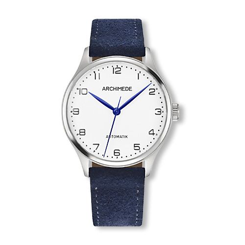 Archimede Klassik 36 Stainless Steel Silver Blue Suede