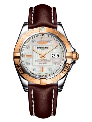 Breitling Galactic 41 Stainless Steel Rose Gold Pearl Diamond Calf