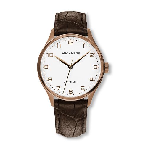 Archimede Klassik 36 Gold PVD Silver Brown Leather