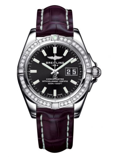 Breitling Galactic 41 Stainless Steel Diamond Onyx Black Croco