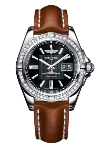 Breitling Galactic 41 Stainless Steel Diamond Trophy Black Calf