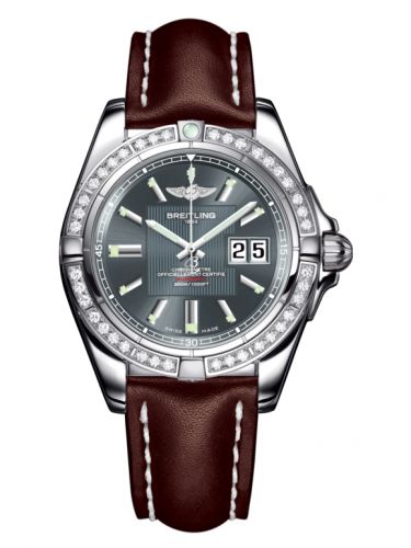 Breitling Galactic 41 Stainless Steel Diamond Tomcat Gray Calf