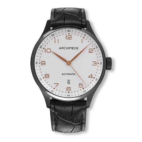 Archimede Klassik 42 TwoTone Stainless Steel PVD Silver Black Leather
