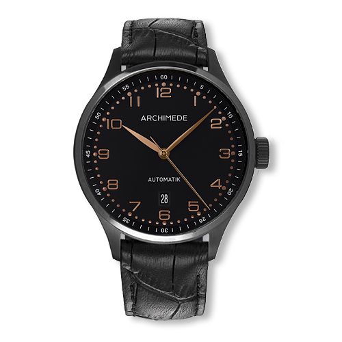 Archimede Klassik 42 TwoTone Stainless Steel PVD Black Black Leather