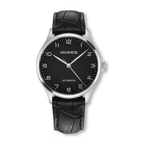 Archimede Klassik 36 Stainless Steel Black Black Leather