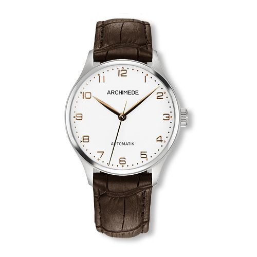 Archimede Klassik 36 TwoTone Silver Brown Leather