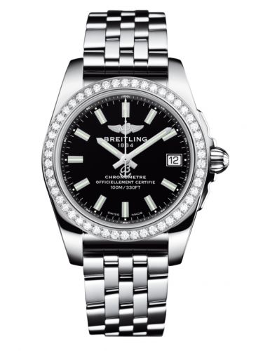 Breitling Galactic 36 Stainless Steel Diamond Trophy Black Bracelet