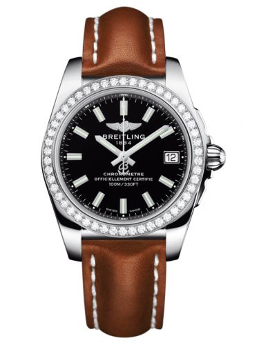 Breitling Galactic 36 Stainless Steel Diamond Trophy Black Calf