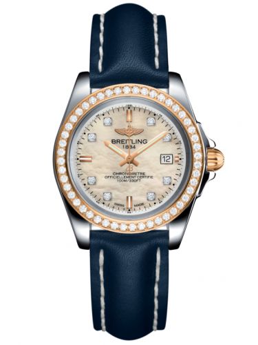 Breitling Galactic 32 Sleek Edition Stainless Steel Rose Gold Diamond Pearl Diamond Calf