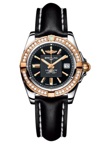 Breitling Galactic 32 Stainless Steel Rose Gold Diamond Trophy Black Calf