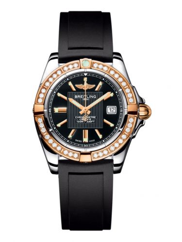 Breitling Galactic 32 Stainless Steel Rose Gold Diamond Trophy Black Sahara
