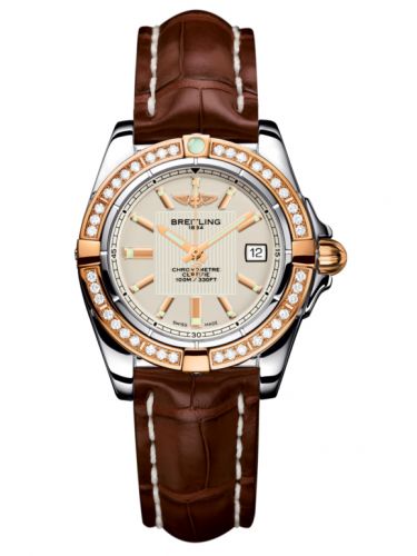 Breitling Galactic 32 Stainless Steel Rose Gold Diamond Sierra Silver Croco