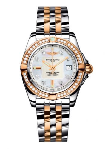 Breitling Galactic 32 Stainless Steel Rose Gold Diamond Pearl Diamond Bracelet