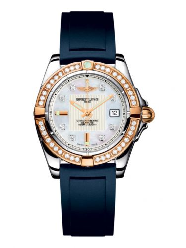Breitling Galactic 32 Stainless Steel Rose Gold Diamond Pearl Diamond Rubber