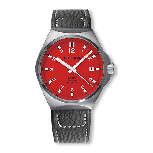 Archimede OutDoor 39 Protect Stainless Steel Red Leather