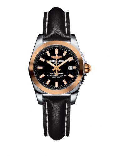 Breitling Galactic 29 Stainless Steel Rose Gold Trophy Black Calf