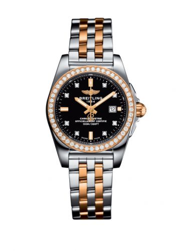 Breitling Galactic 29 Stainless Steel Rose Gold Diamond Trophy Black Diamond Bracelet