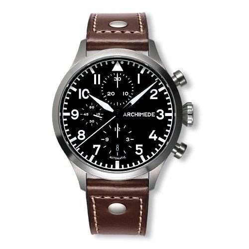 Archimede Pilot Chronograph Staineless Steel Black