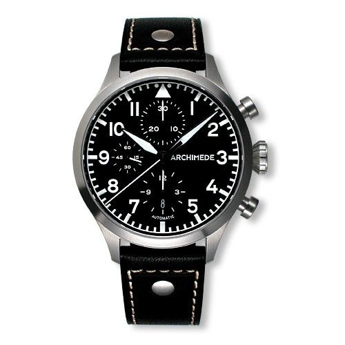 Archimede Pilot Chronograph Staineless Steel Black