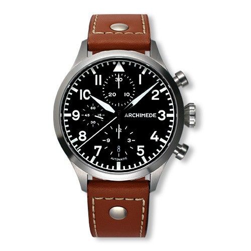 Archimede Pilot Chronograph Staineless Steel Black