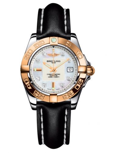 Breitling Galactic 32 Stainless Steel Rose Gold Pearl Diamond Calf