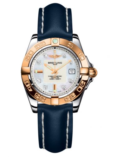 Breitling Galactic 32 Stainless Steel Rose Gold Pearl Diamond Calf