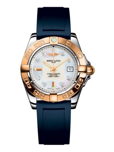 Breitling Galactic 32 Stainless Steel Rose Gold Pearl Diamond Rubber
