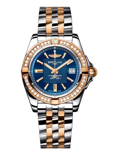 Breitling Galactic 32 Stainless Steel Rose Gold Diamond Metallica Blue Bracelet