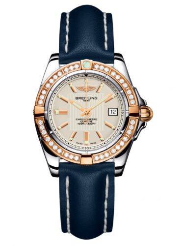 Breitling Galactic 32 Stainless Steel Rose Gold Diamond Sierra Silver Calf