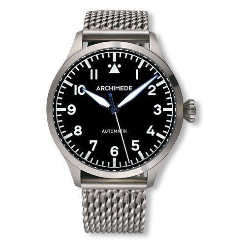 Archimede Pilot 45 Automatic Stainless Steel Black Bracelet