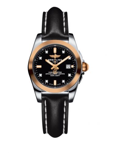 Breitling Galactic 29 Stainless Steel Rose Gold Trophy Black Diamond Calf